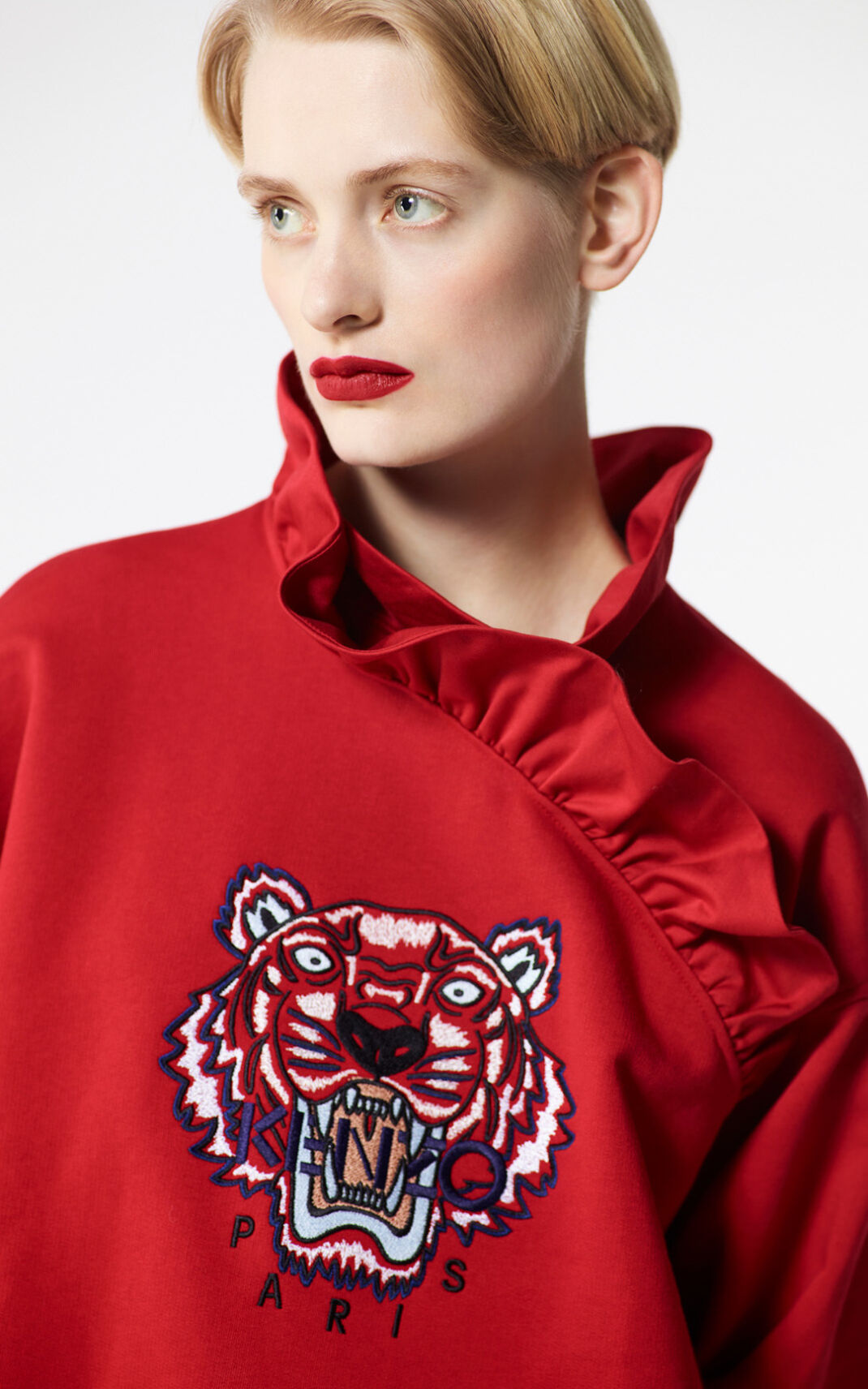 Kenzo Frilled 虎 スウェット レディース 赤 - ROTIUQ804